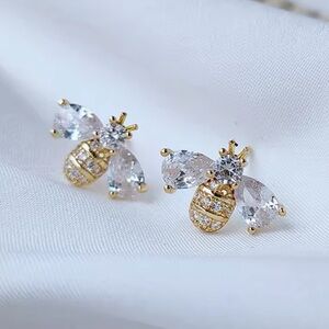 Gold Filled Cubic Zirconia Bumblebee Earrings